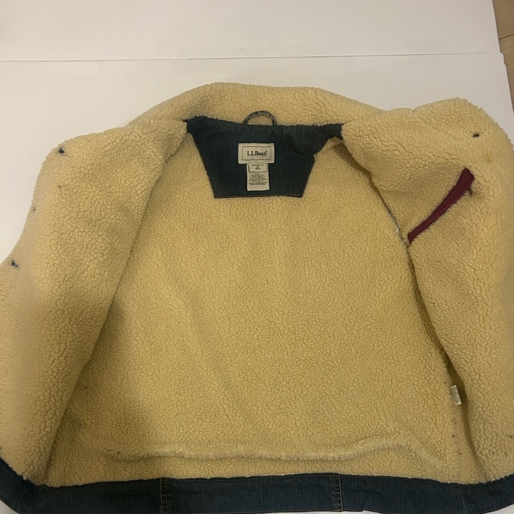 L.L. Bean Blue Denim Vest with Cream Lining - Picture 3 of 7